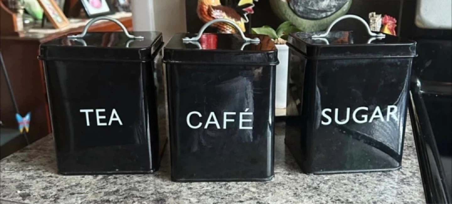 Set of 3 Black Tea, Café, and Sugar Canisters