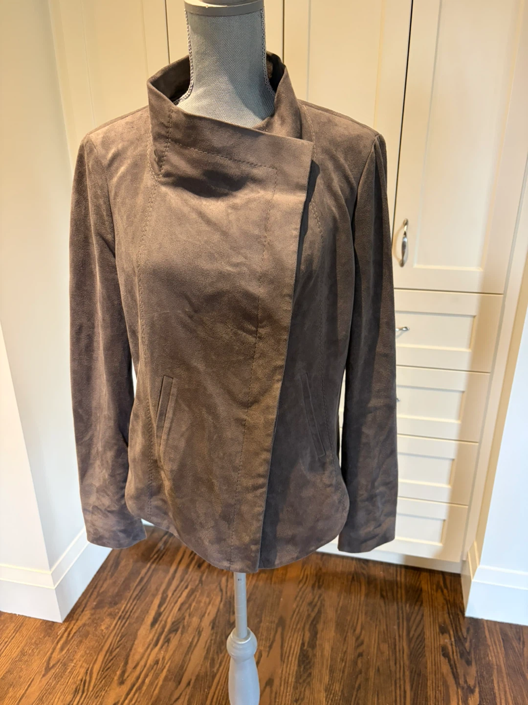 Grey/Violet Suede Asymmetrical Jacket