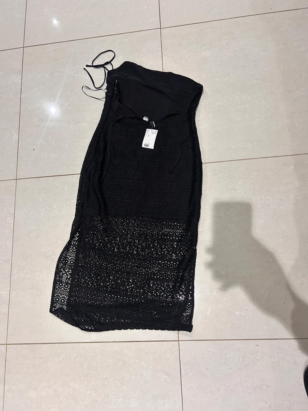 H&M Black Crochet Midi Dress