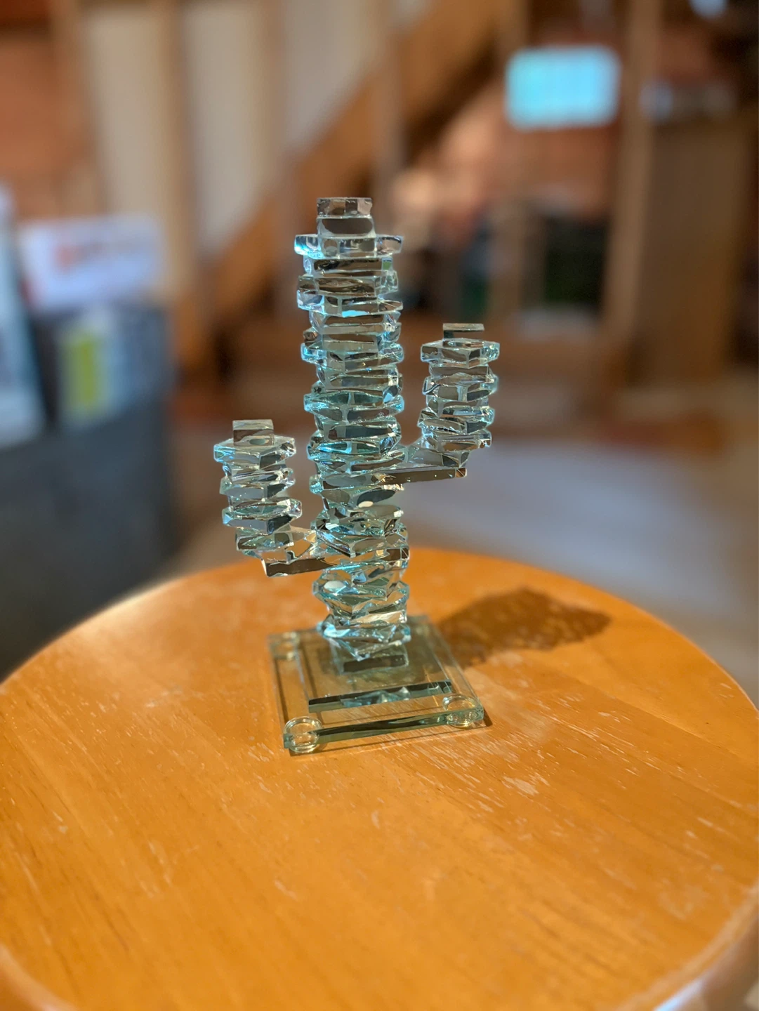 Stacked Glass Cactus Sculpture