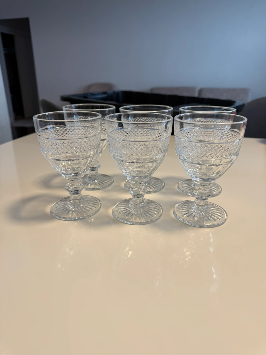 Set of 6 Clear Glass Goblets