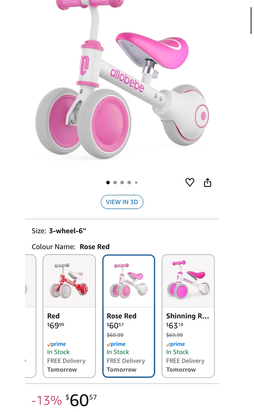 Allobabe 3-wheel Balance Bike - Pink - photo 4