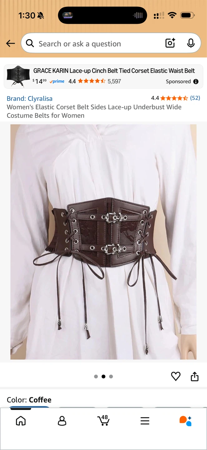 Women Corset Waist Belt Brown PU Leather Lace Up Wide Cinch - photo 4