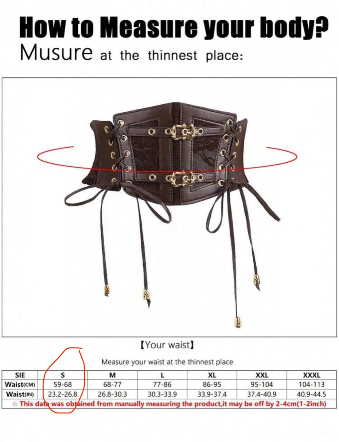 Women Corset Waist Belt Brown PU Leather Lace Up Wide Cinch - photo 3