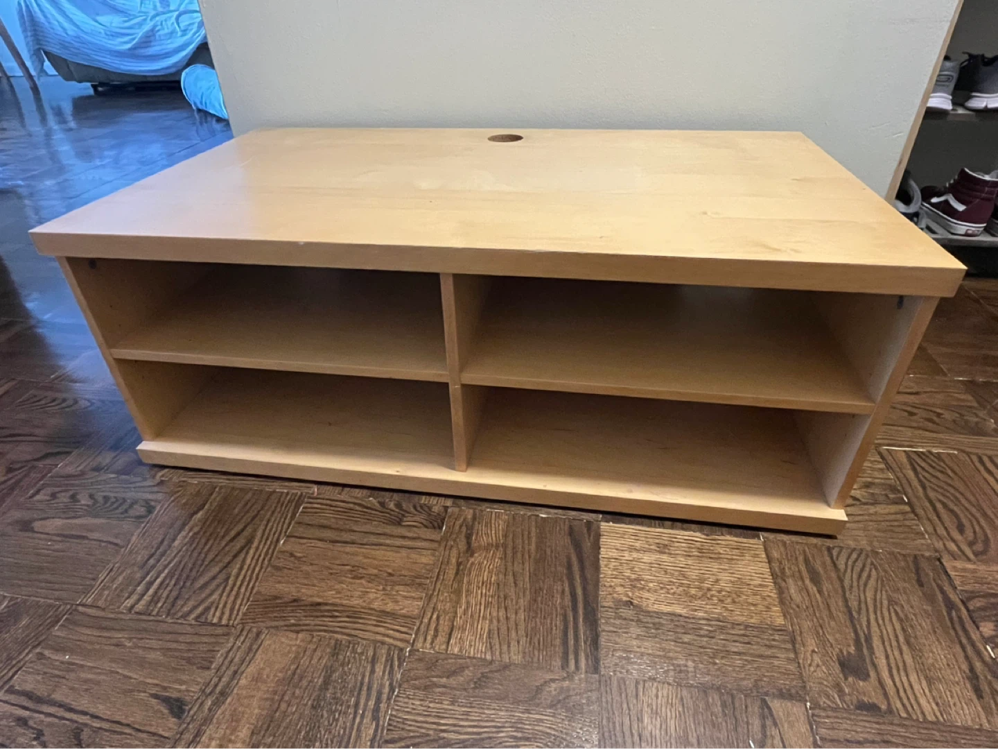 Light Wood TV Stand with Shelves - photo 2