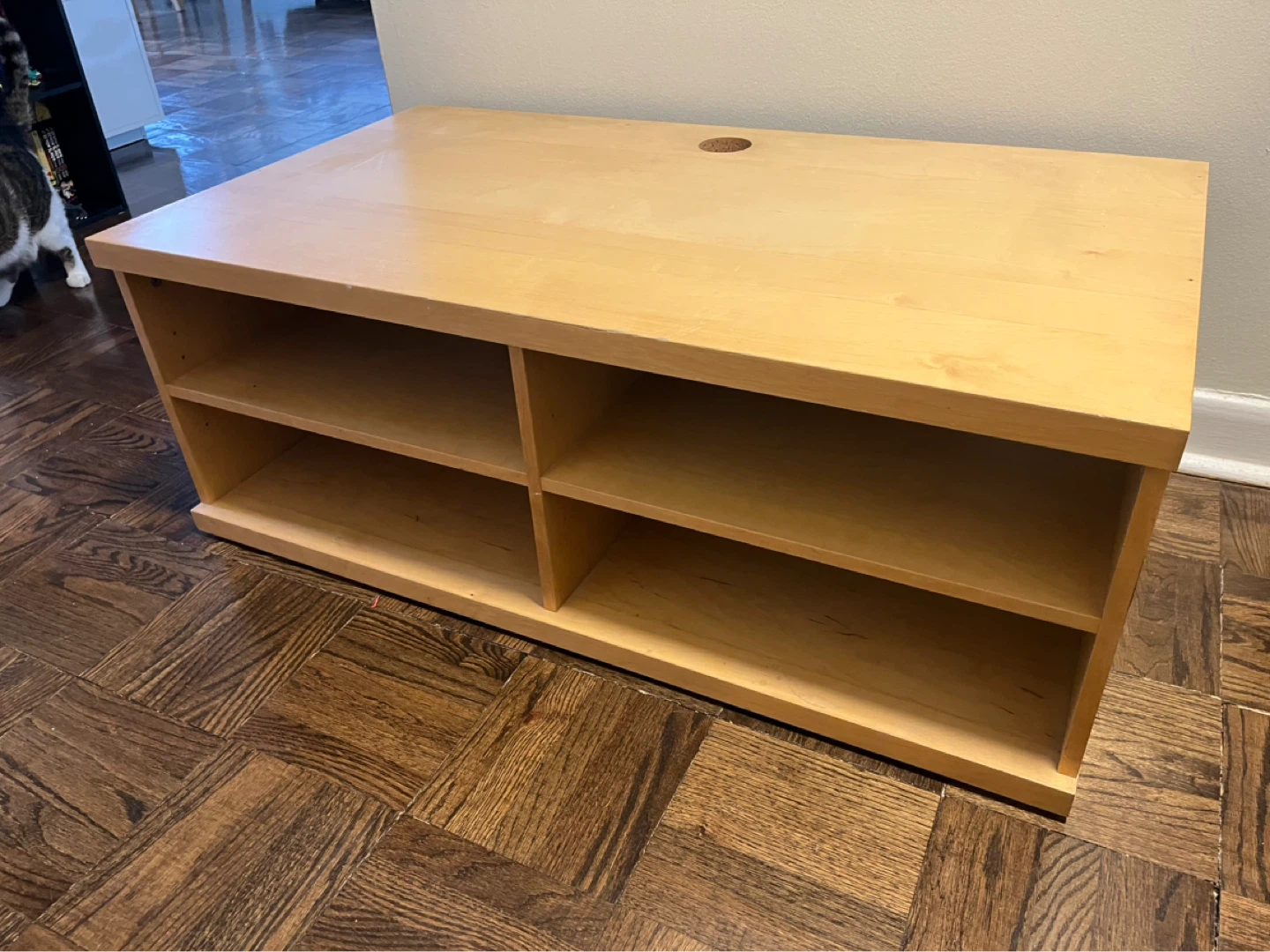 Light Wood TV Stand with Shelves - photo 3