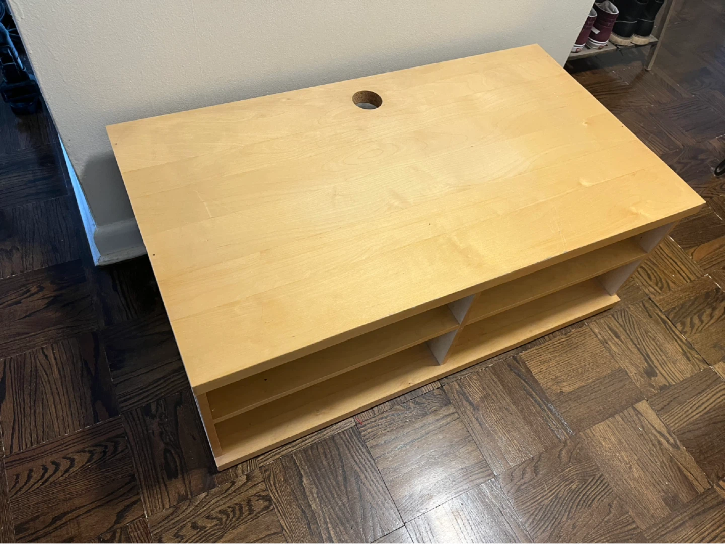 Light Wood TV Stand with Shelves - photo 4