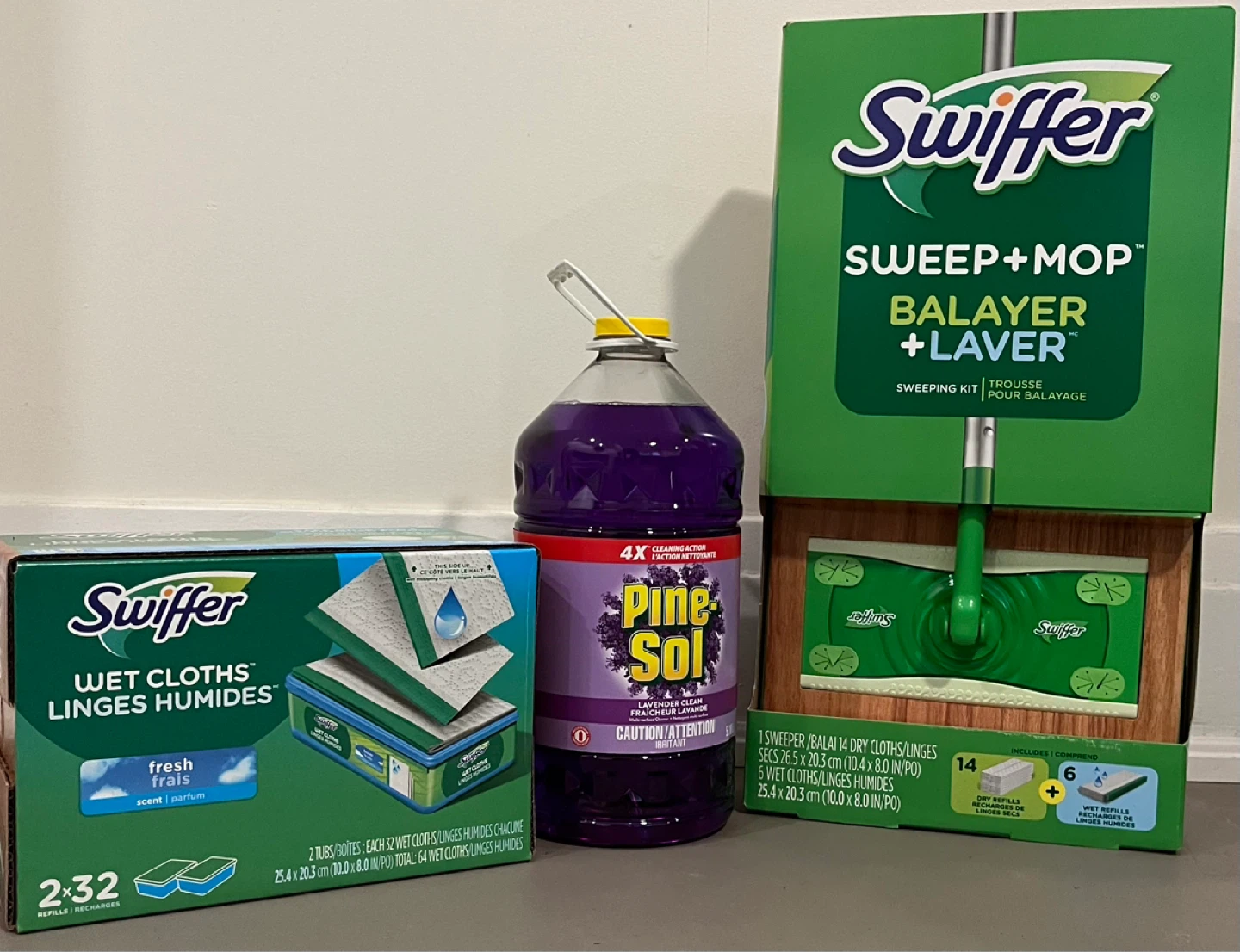 Swiffer Sweep+Mop Starter Kit with Pine-Sol and Wet Cloths