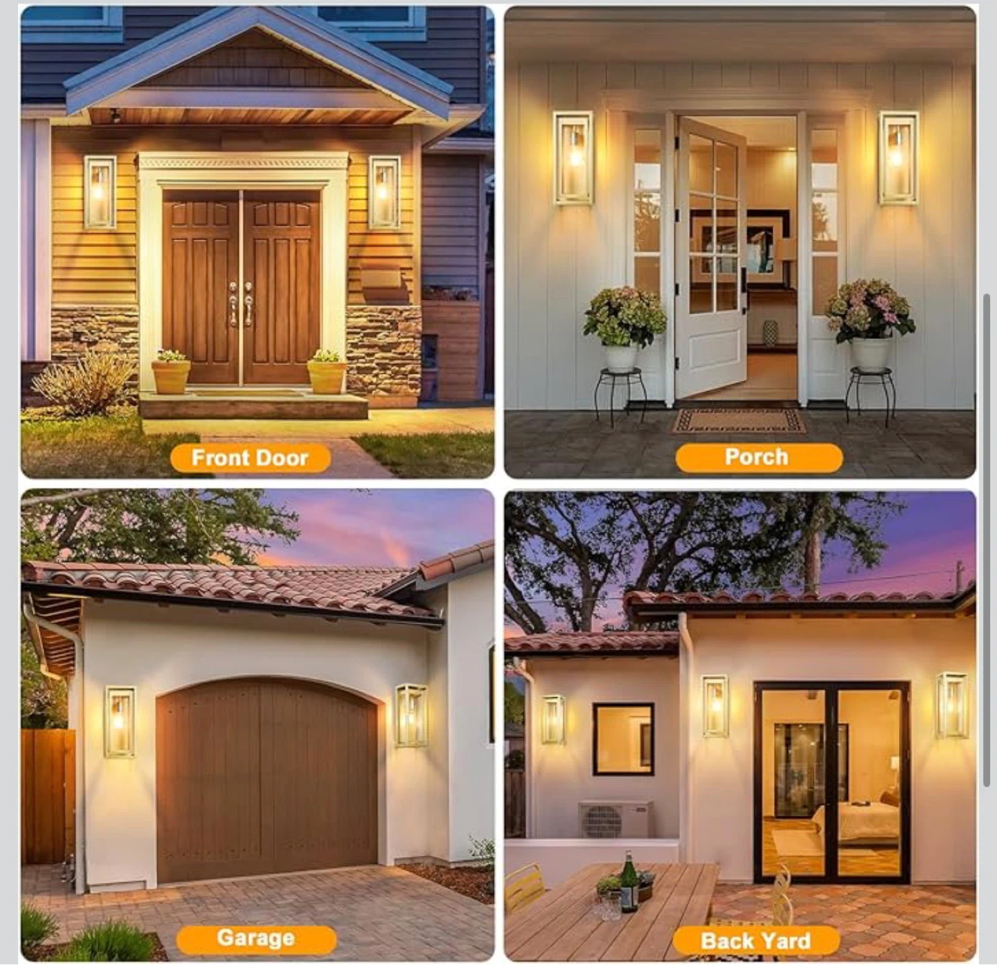 Gold Outdoor Wall Sconce Lights, 2 Pack - photo 4