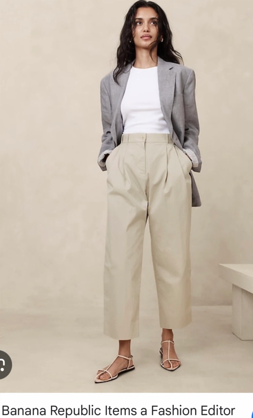 Banana Republic Boyfriend / Barrel Leg Pants - Black & Tan