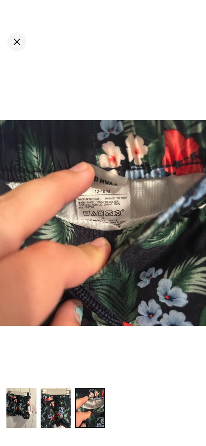 Old Navy Boys Floral Swim Trunks Size 12-18 Months - photo 3