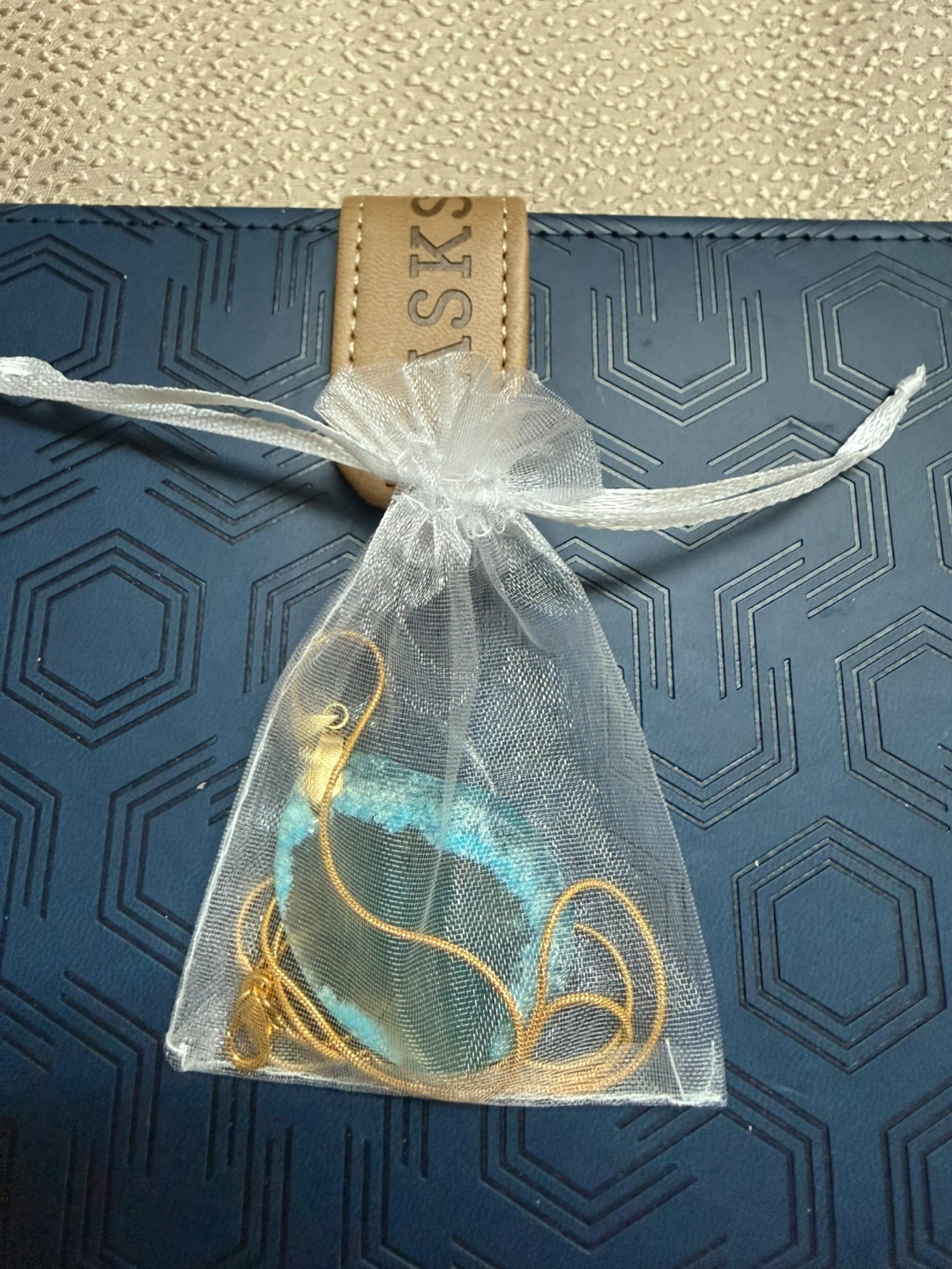 Teal Agate Slice Necklace - photo 3