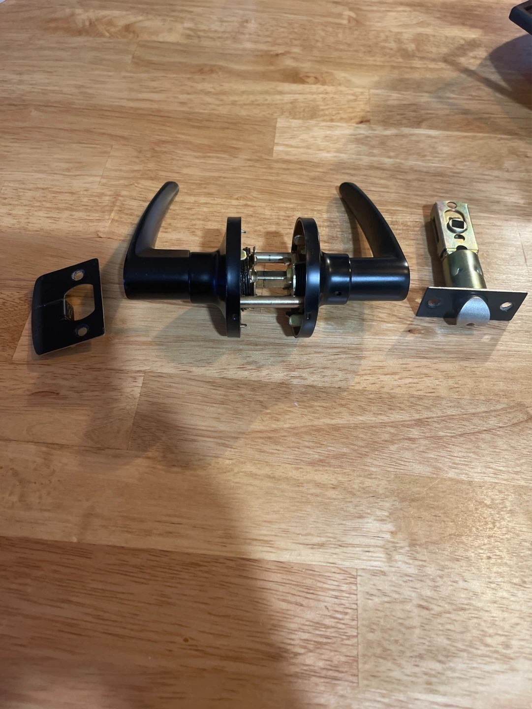 Black Lever Door Handle Set passage only no lock
