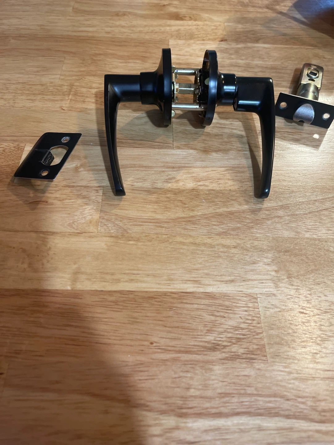 Black Lever Door Handle Set passage only no lock - photo 2