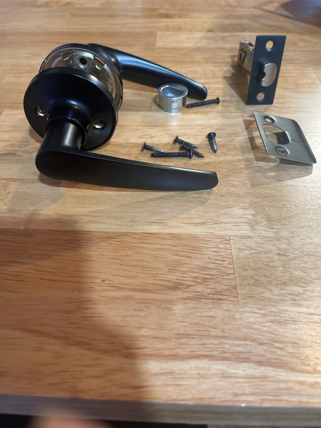 Black Lever Door Handle Set passage only no lock - photo 3