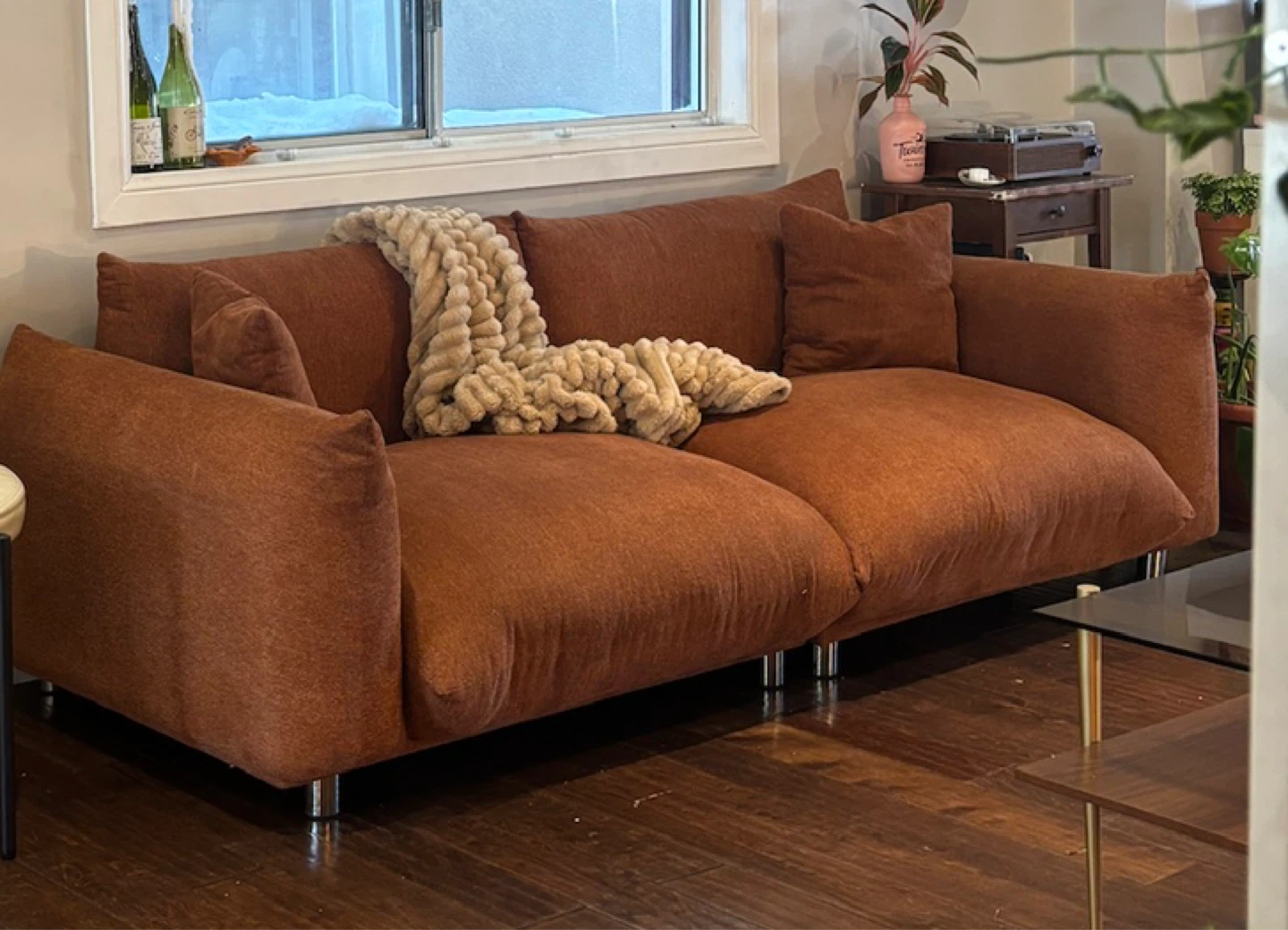 Beautiful Rust Orange Upholstered Sofa - photo 2