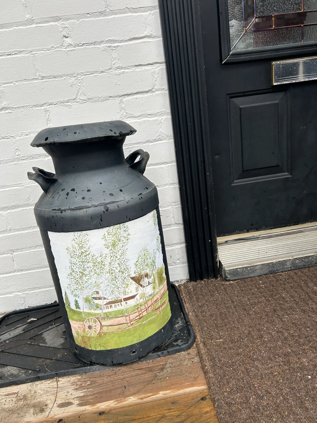 Vintage Decorative Milk Can with Farm Scene (As Is)