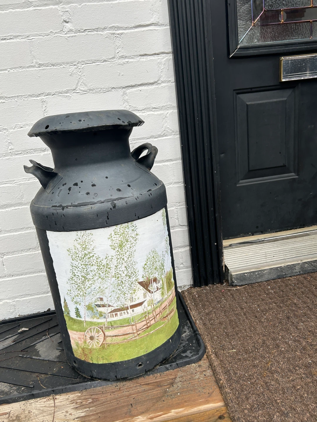 Vintage Decorative Milk Can with Farm Scene (As Is) - photo 2