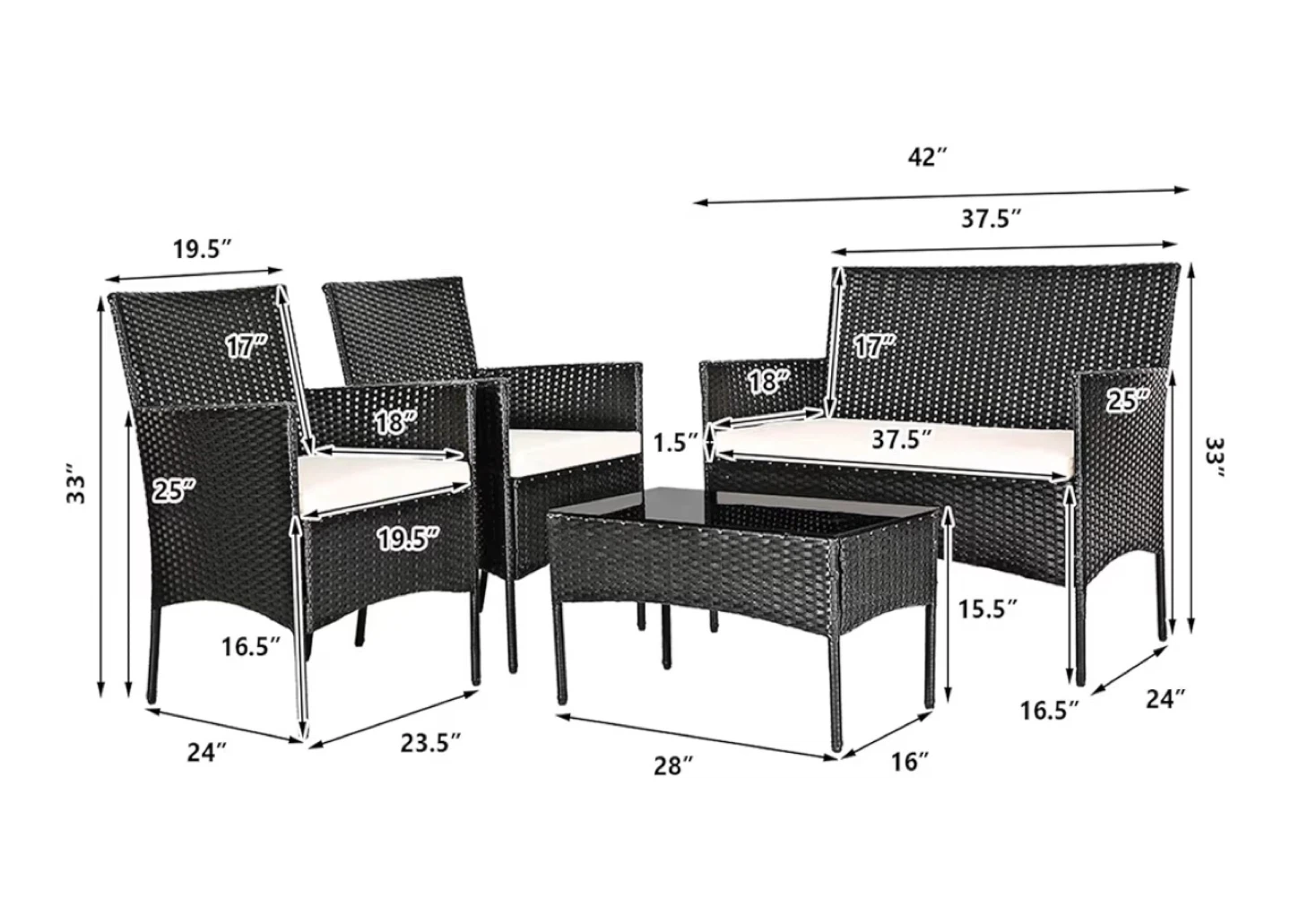 Wicker Patio Furniture Set with Coffee Table - photo 5