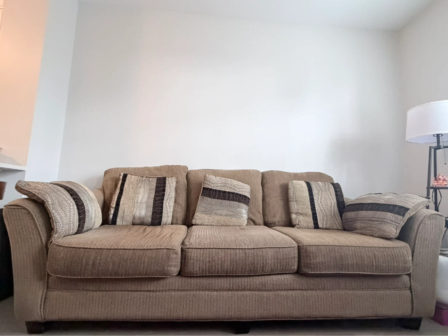 Brown 3-Seater Sofa with Throw Pillows - photo 2