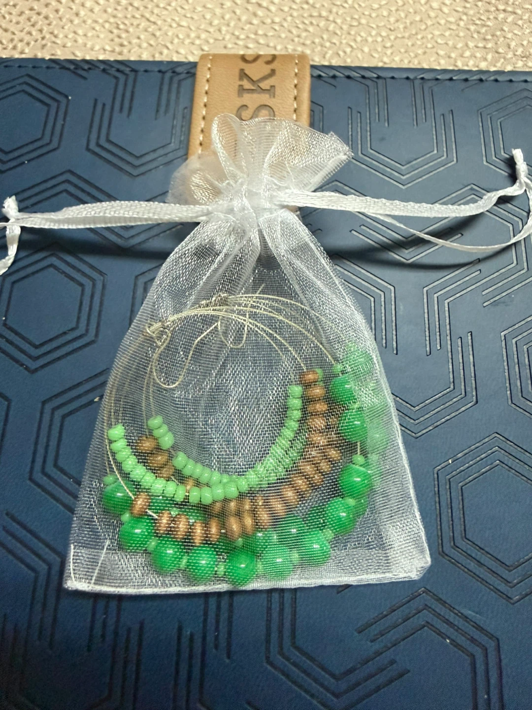 Green Beaded Hoop Earrings - free with any other jewelry item - photo 3