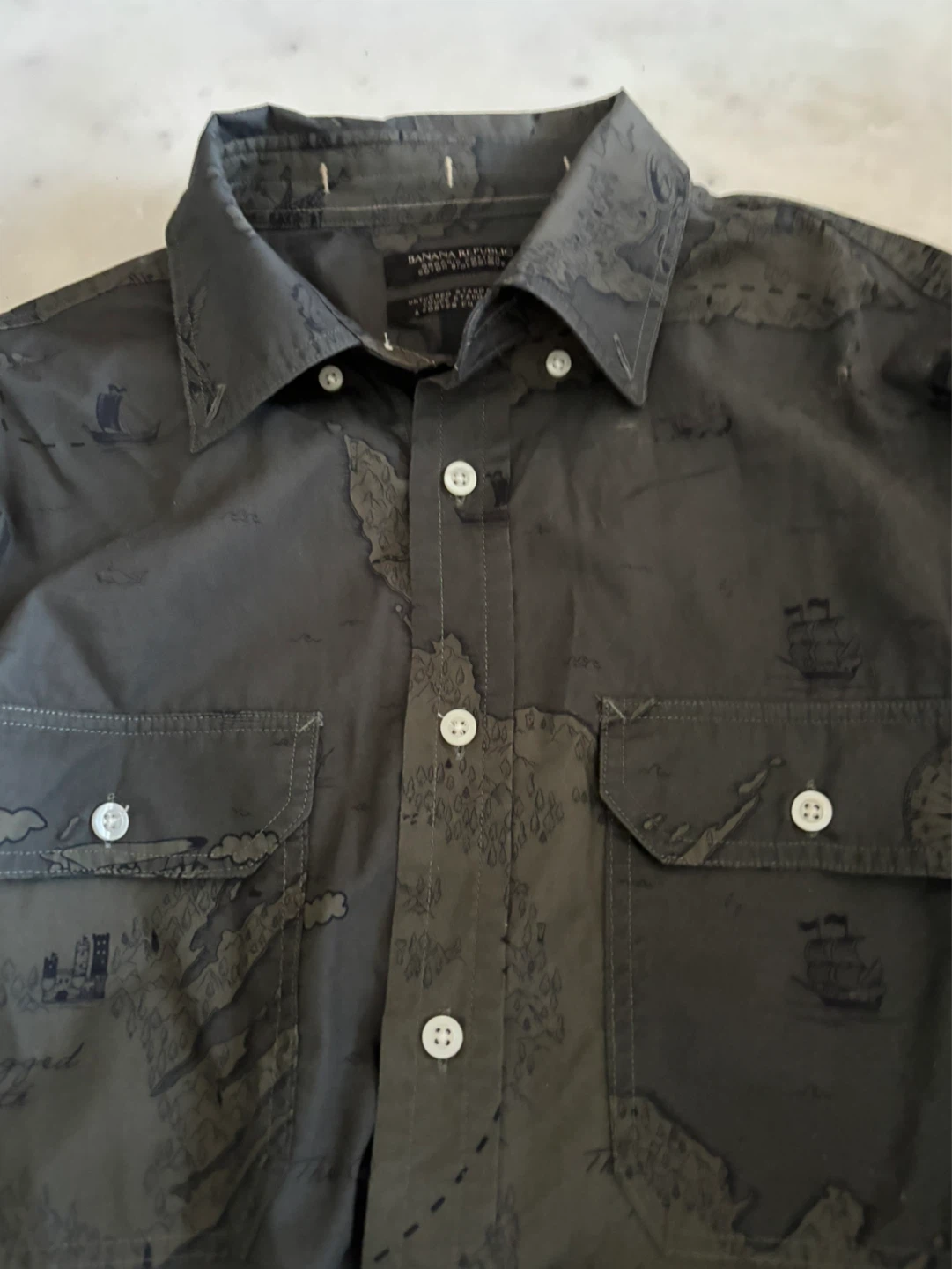 Banana Republic Map Print Button-Up Shirt in size M - photo 3
