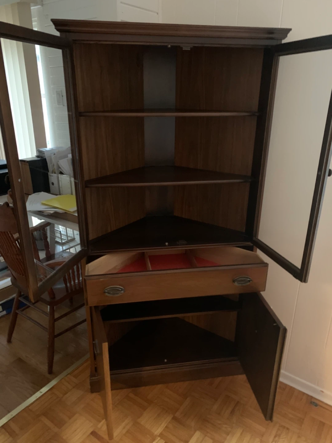 Corner Cabinet with Glass Doors