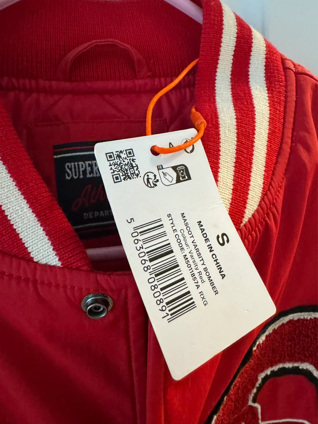Superdry Varsity Bomber Jacket Red/Cream Size S - photo 2