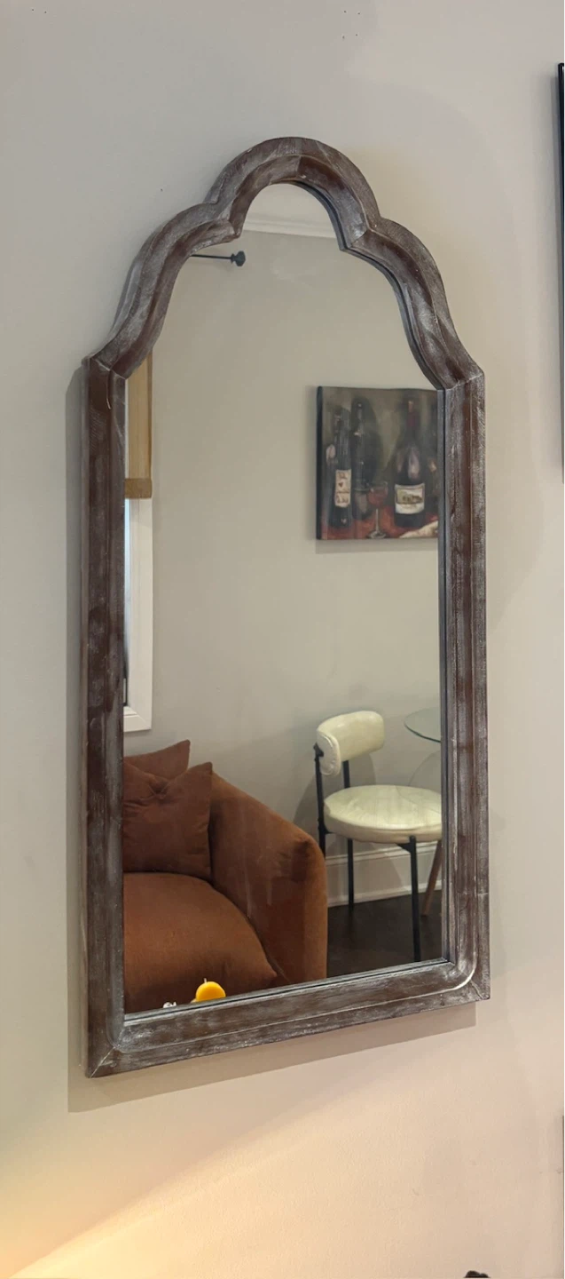 Ornate Arch Mirror with Distressed Wood Frame - photo 2