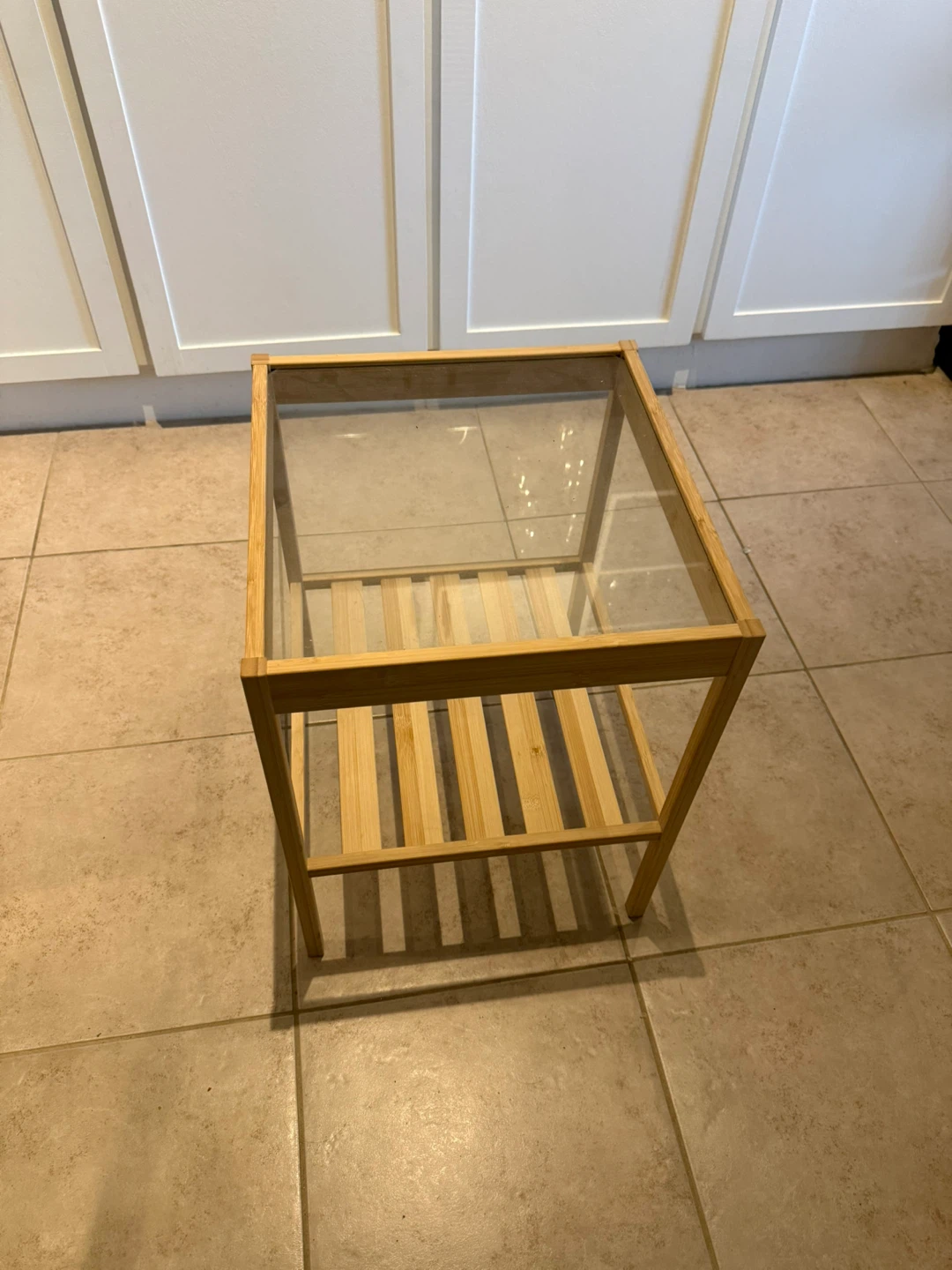 IKEA NESNA Nightstand - Bamboo & Glass