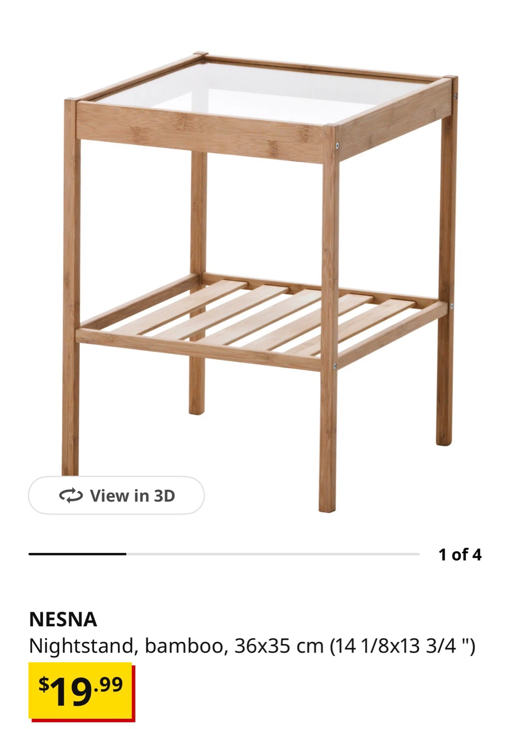 IKEA NESNA Nightstand - Bamboo & Glass - photo 2
