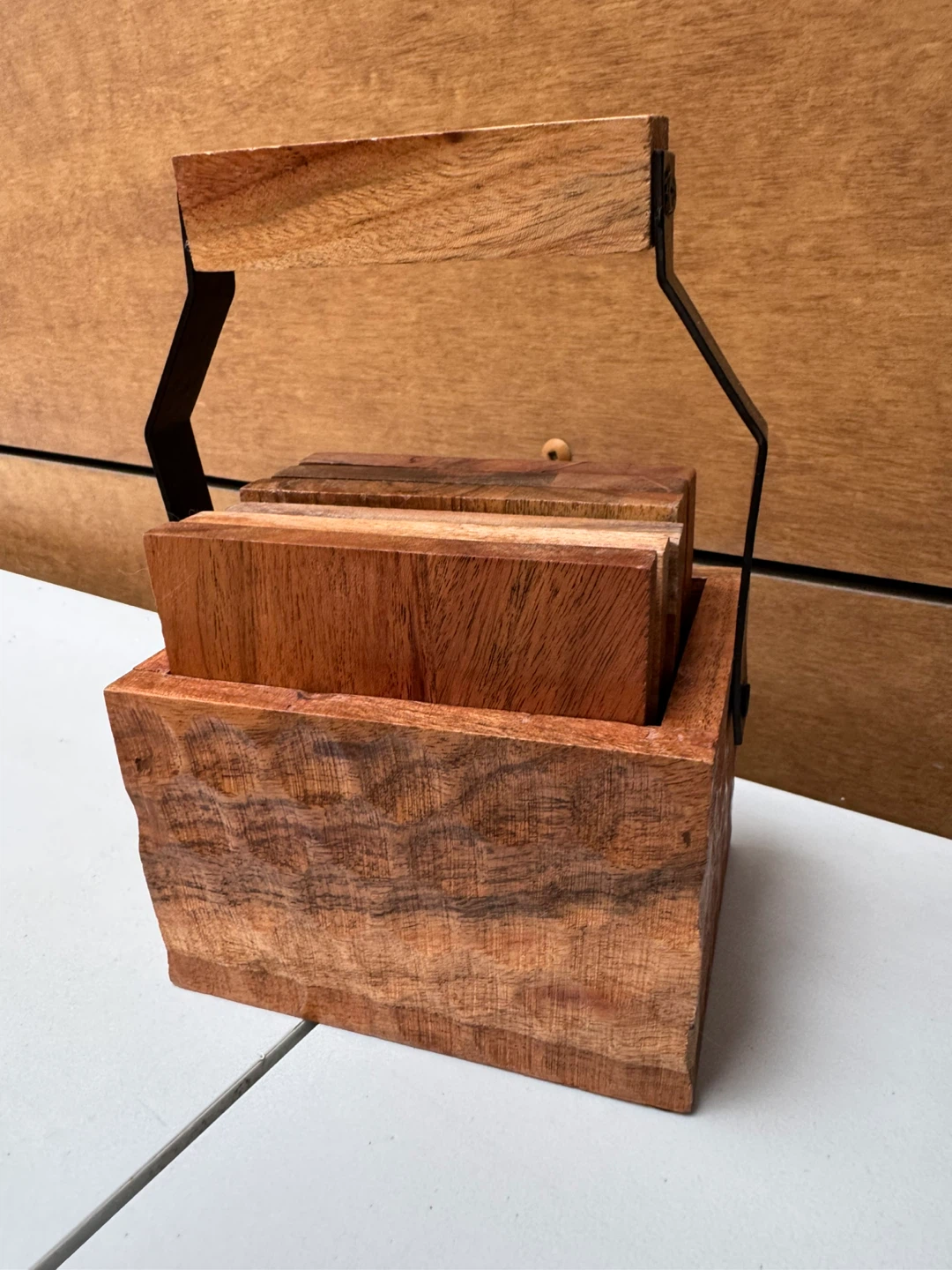 Wooden Coaster Set with Caddy
