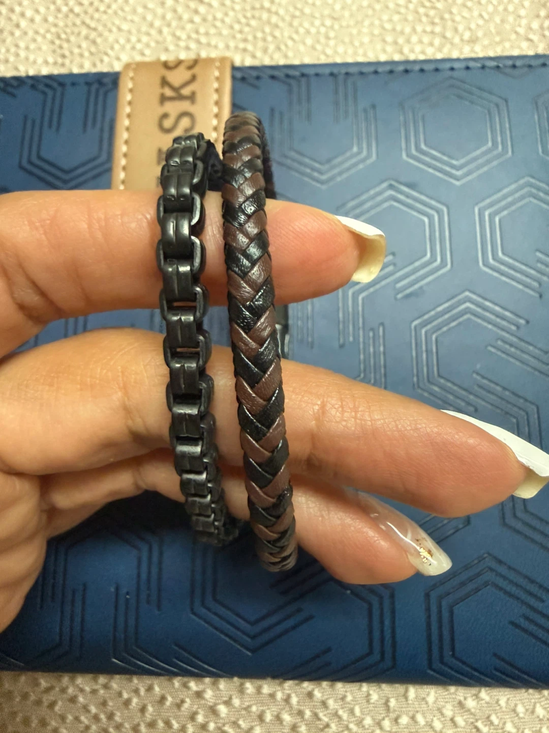 Men’s Stainless Steel & Leather Braided Bracelet