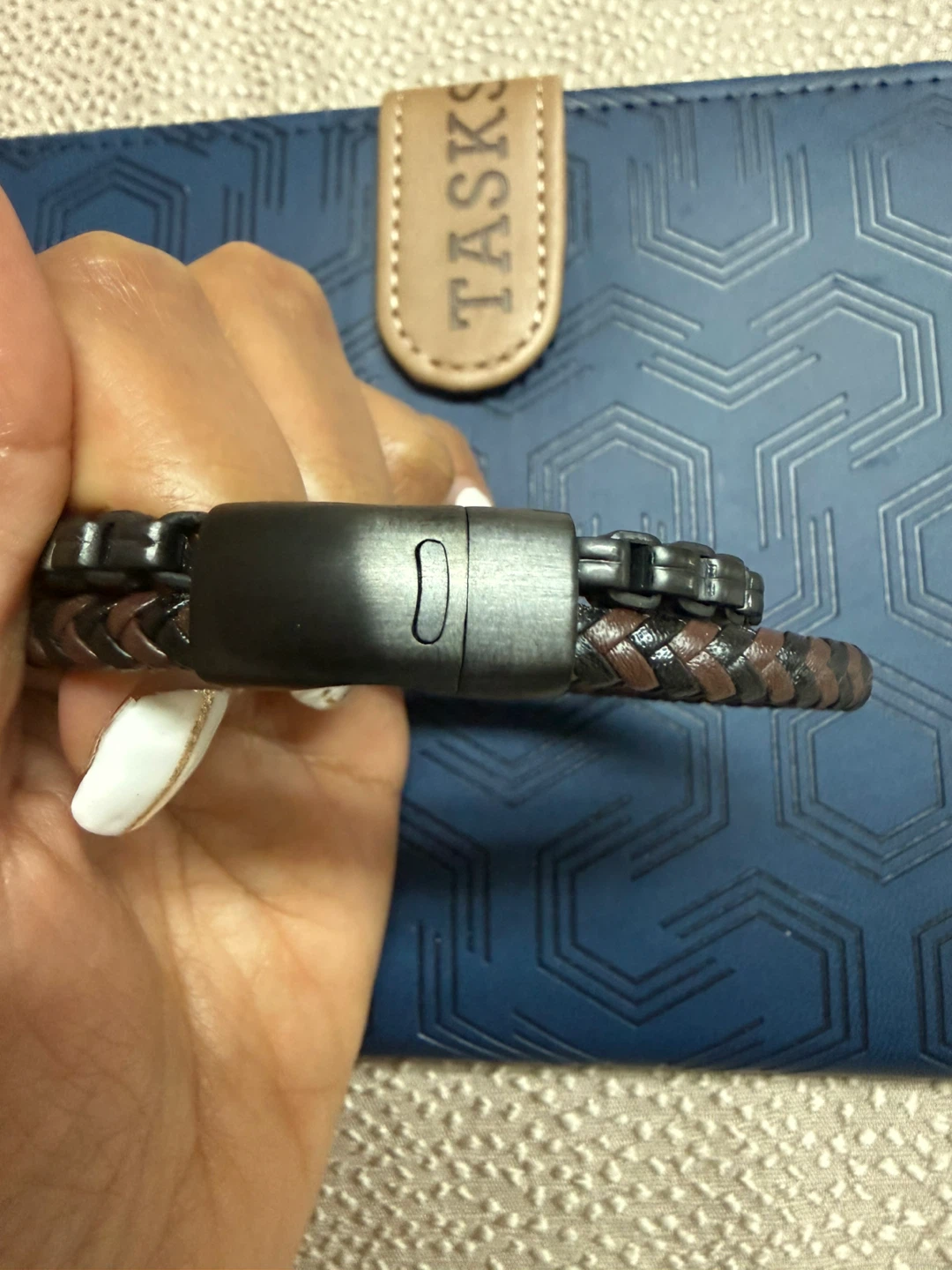 Men’s Stainless Steel & Leather Braided Bracelet - photo 3