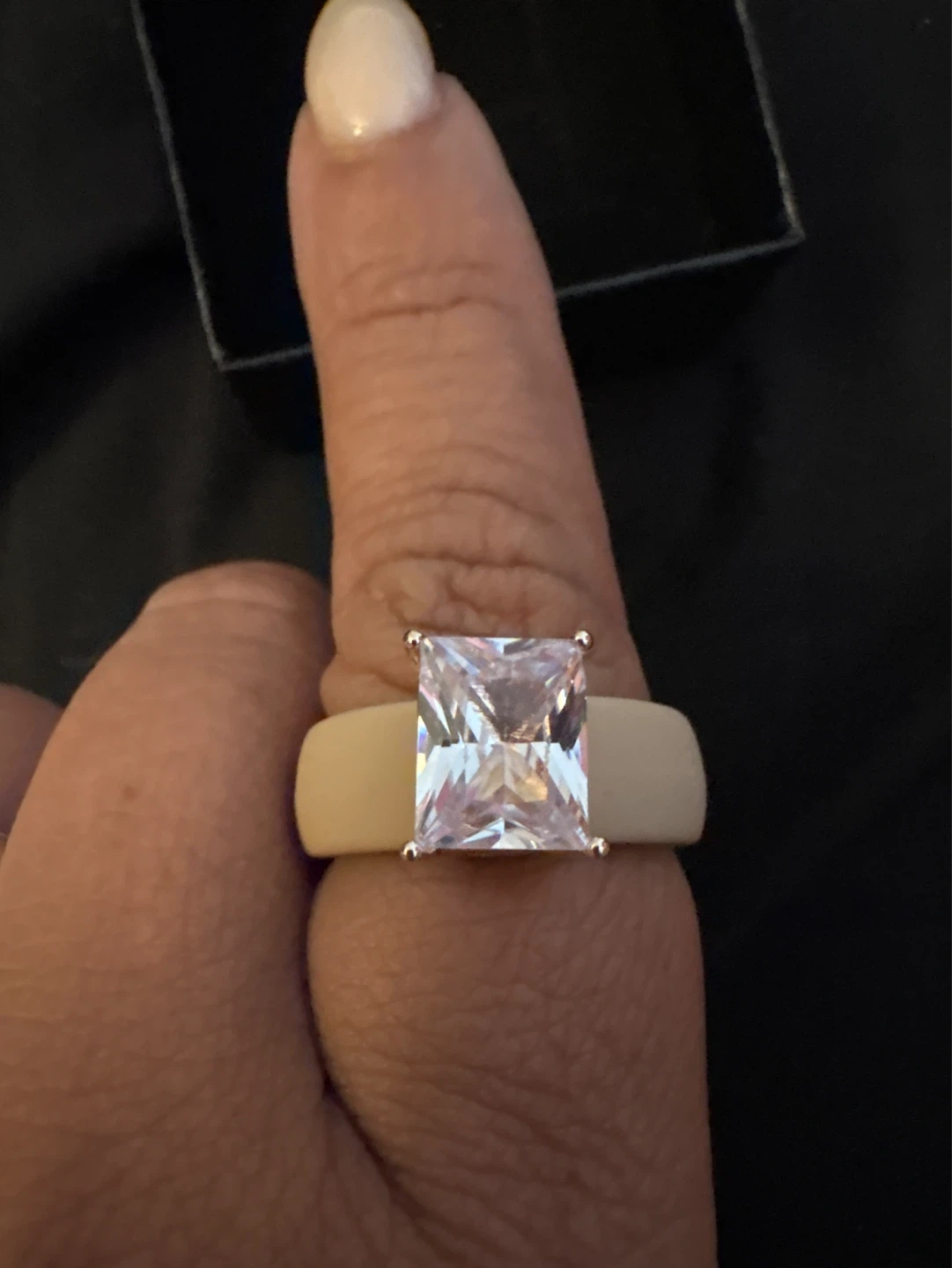 New Princess Cut Cubic Zirconia & Silicone Band Engagement Ring
