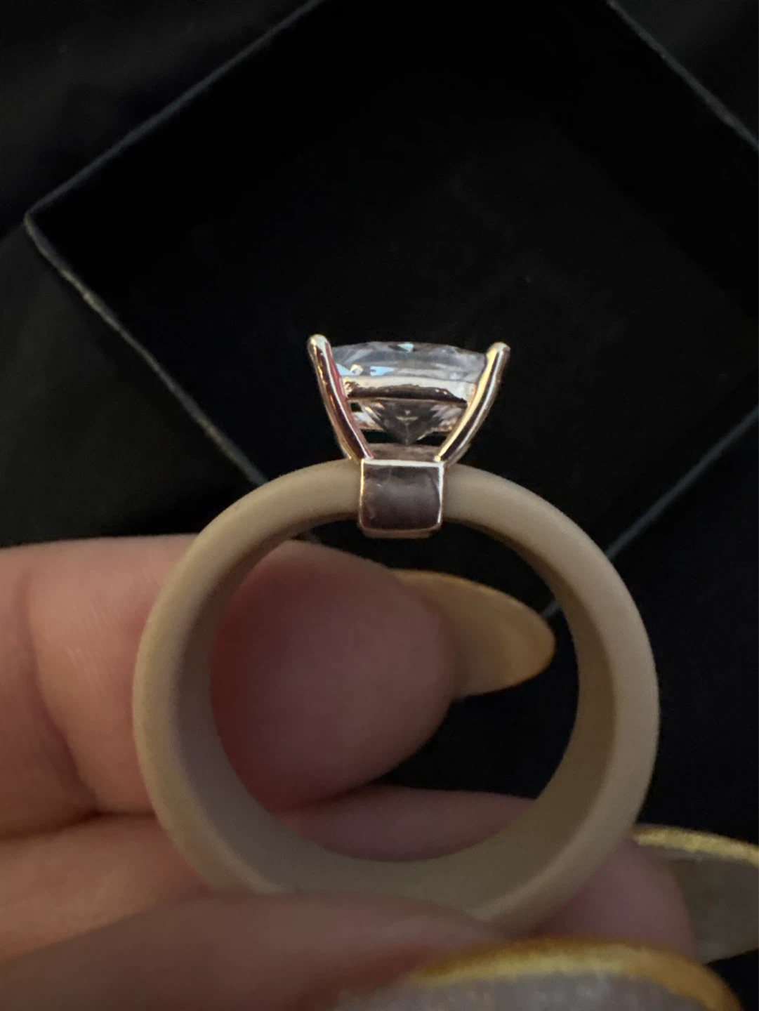 New Princess Cut Cubic Zirconia & Silicone Band Engagement Ring - photo 3