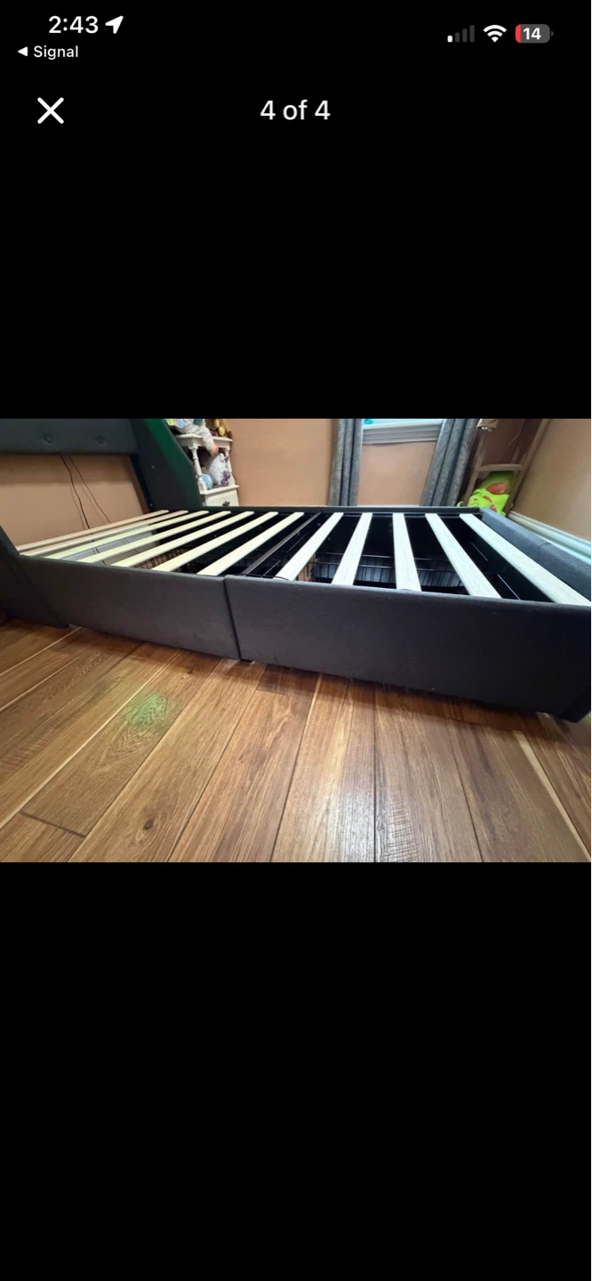 Twin Upholstered Storage Bed with LED Lights and USB - photo 4