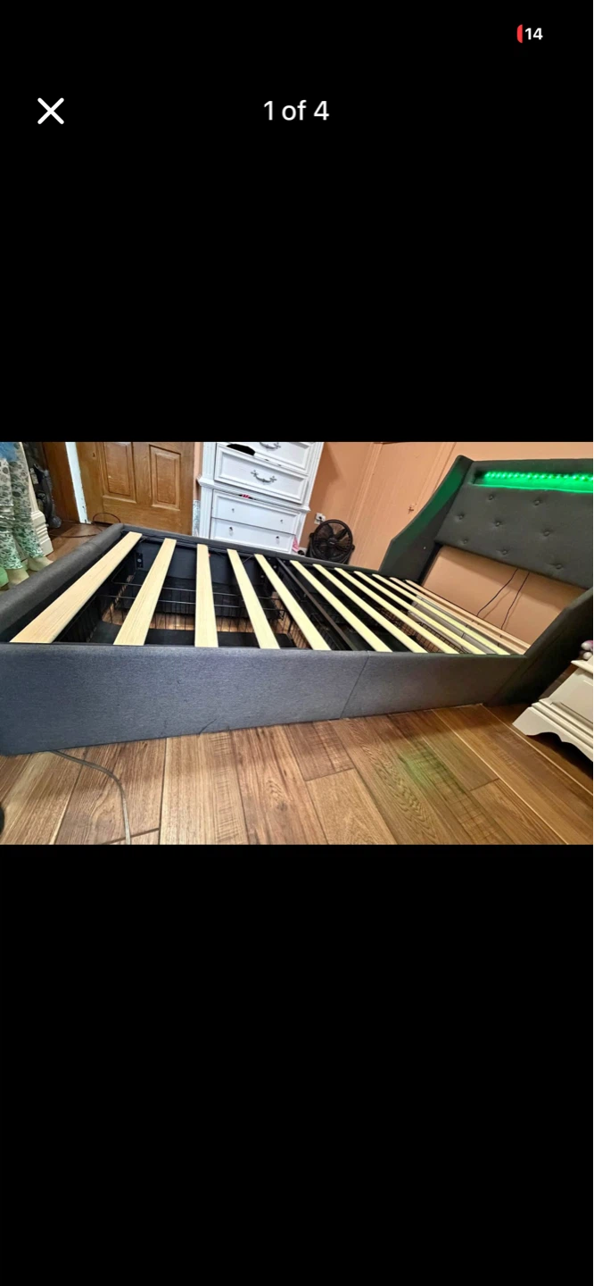 Twin Upholstered Storage Bed with LED Lights and USB - photo 3