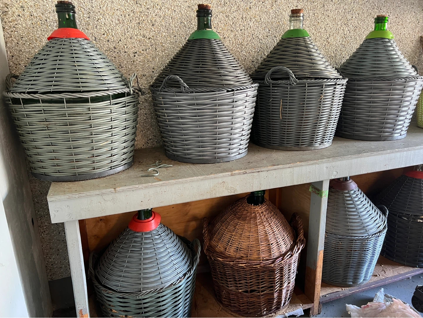 Set of Wicker Demijohn Bottles