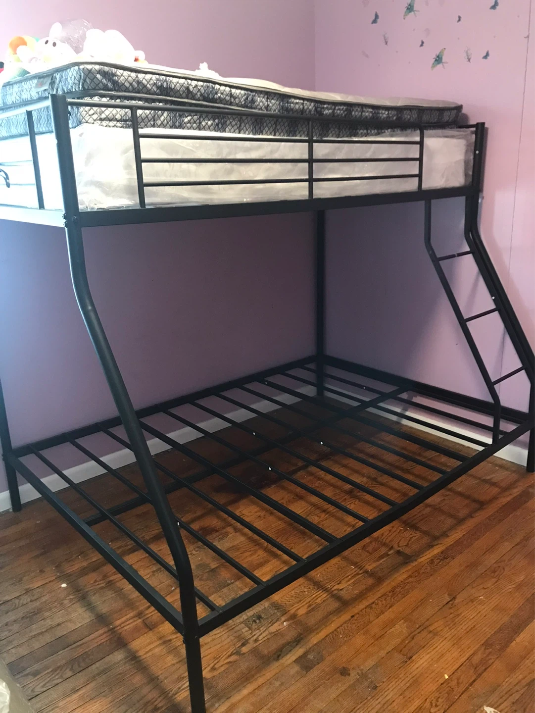 Black Metal Bunk Bed Frame with Ladder