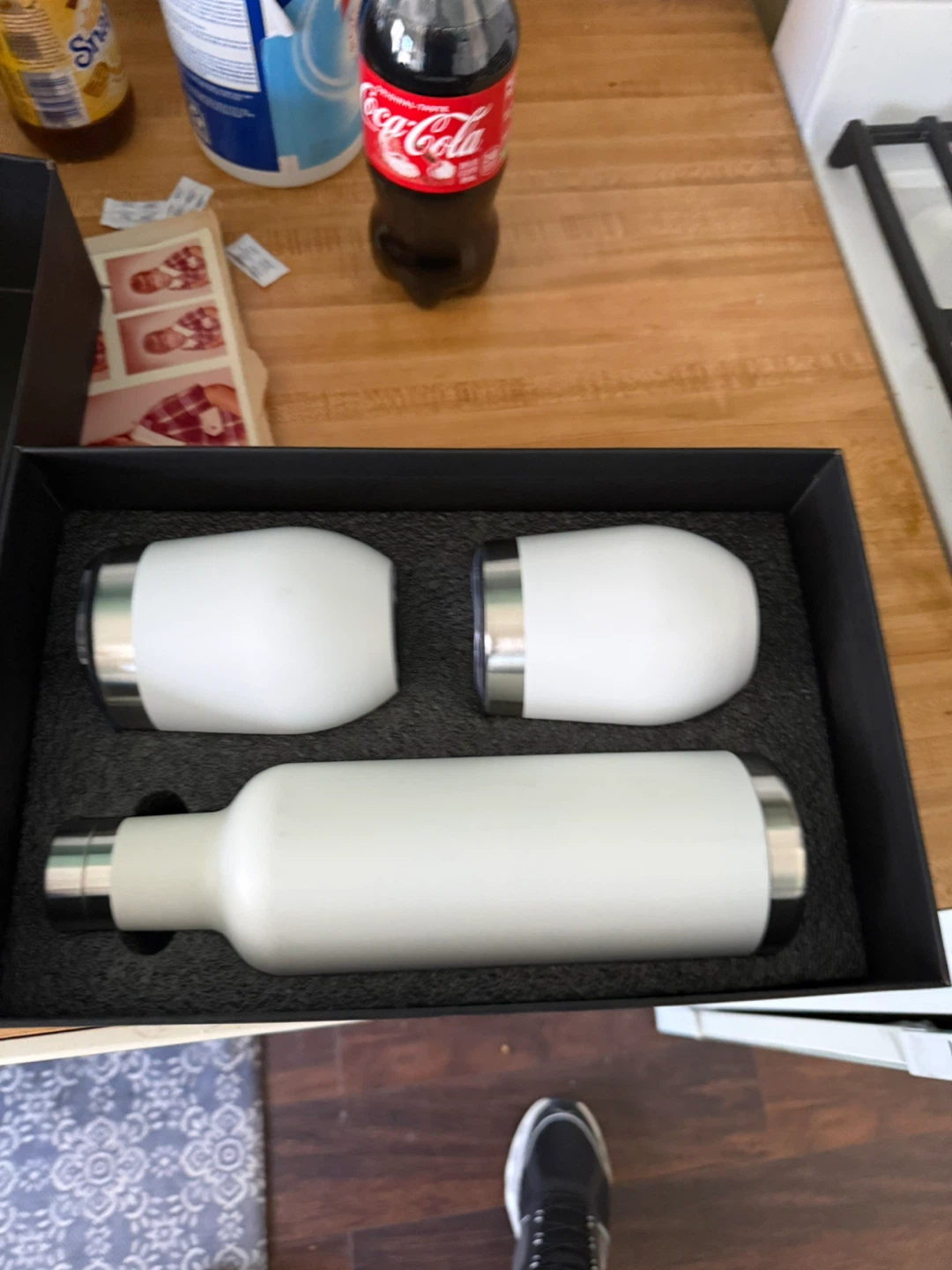 White Insulated Tumbler and Bottle Set