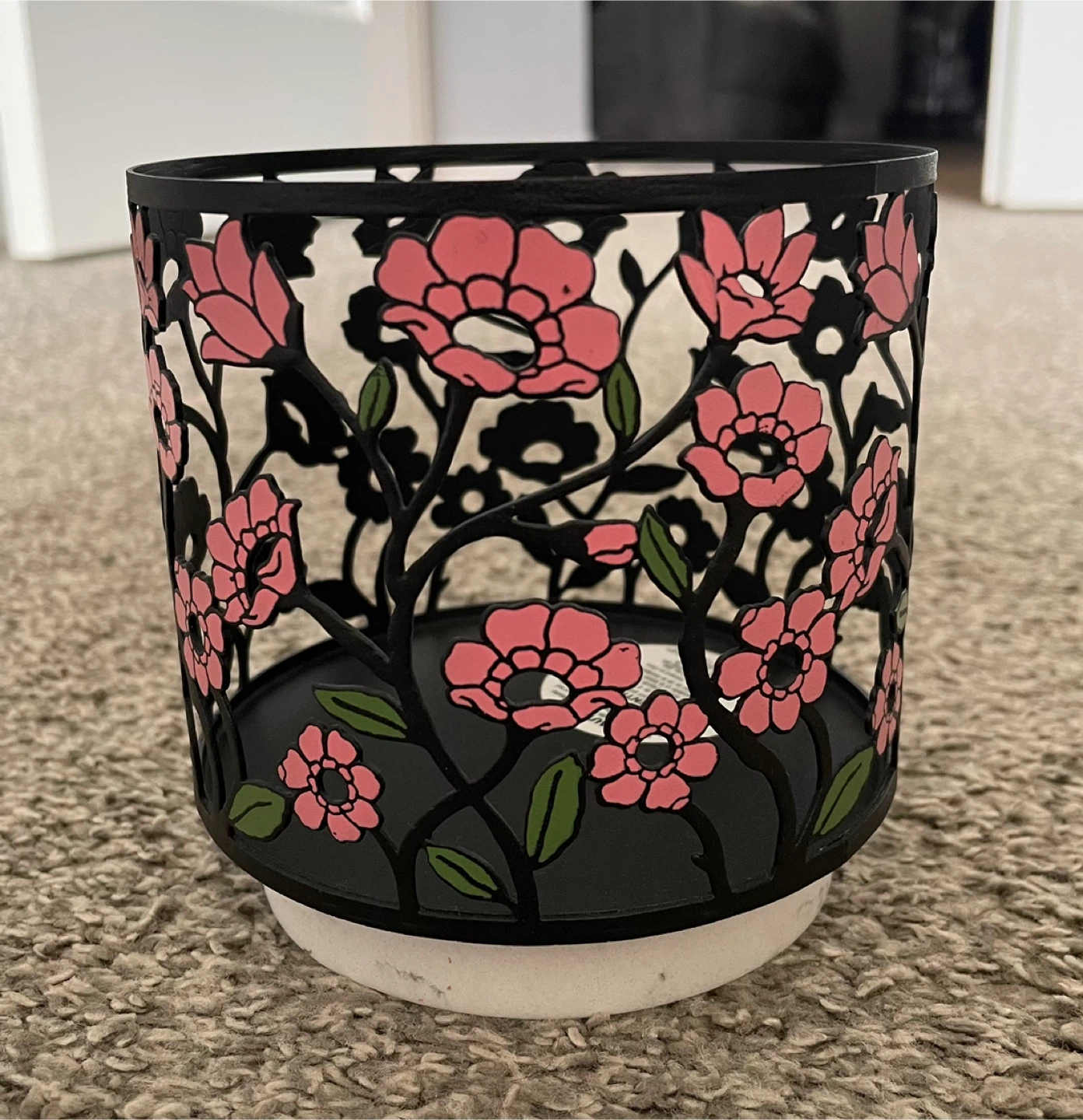 Bath and Body Works Black Floral Candle Holder