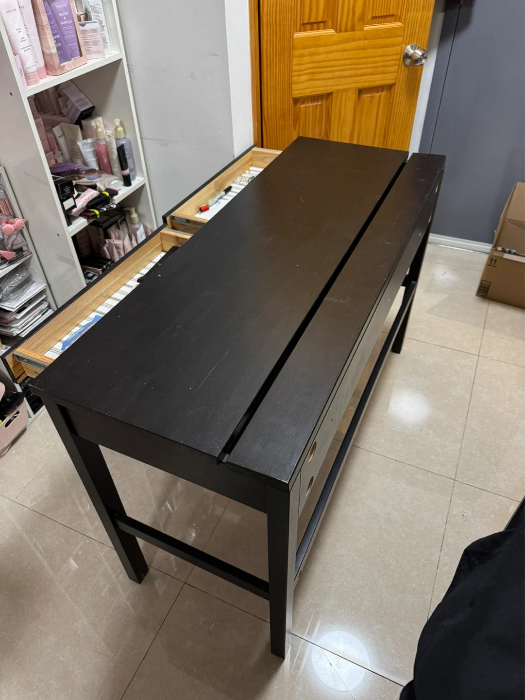 Black Desk with Flip-Top and Drawers - photo 2