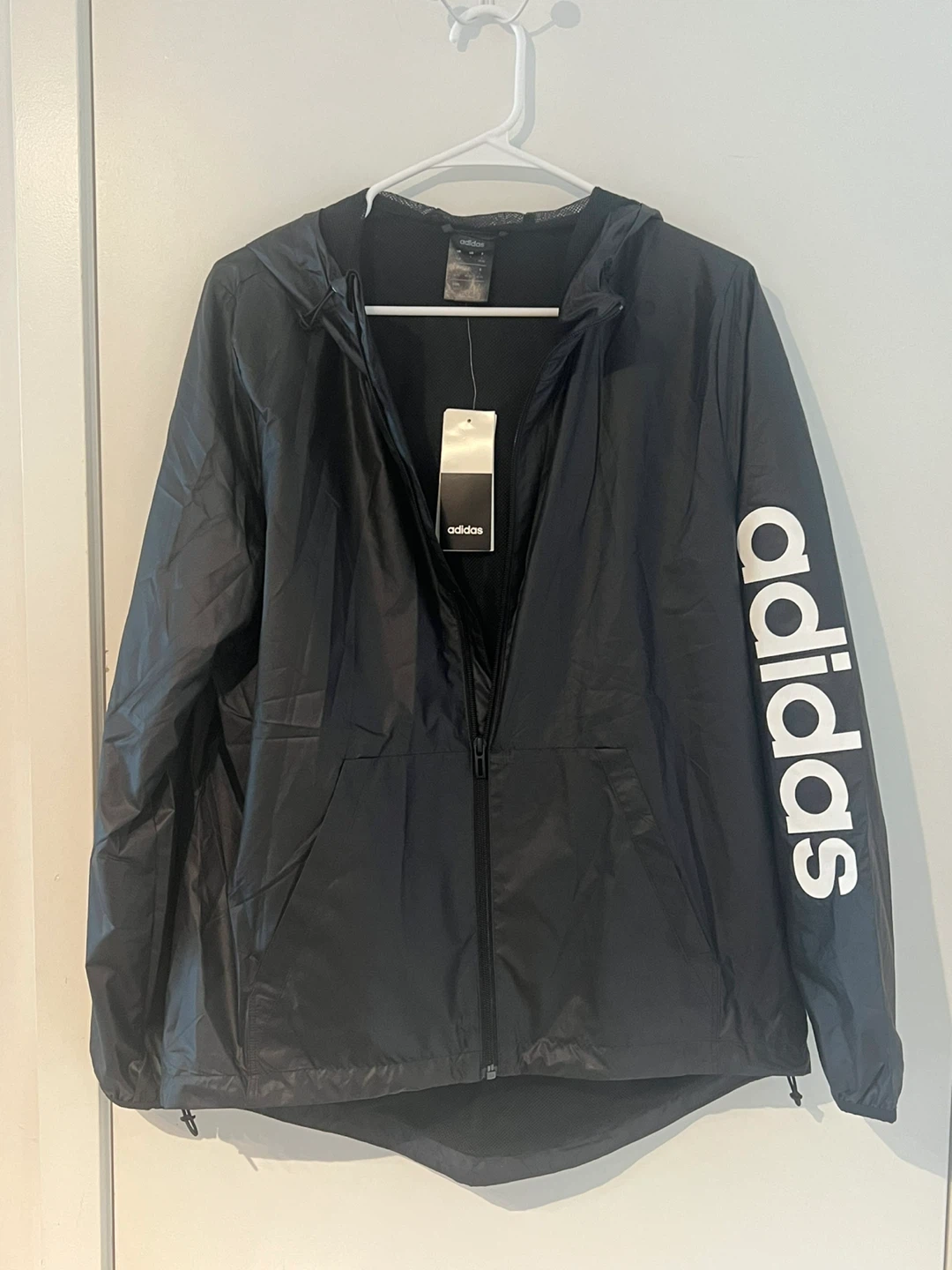 New Woman Adidas Black Windbreaker Jacket Large