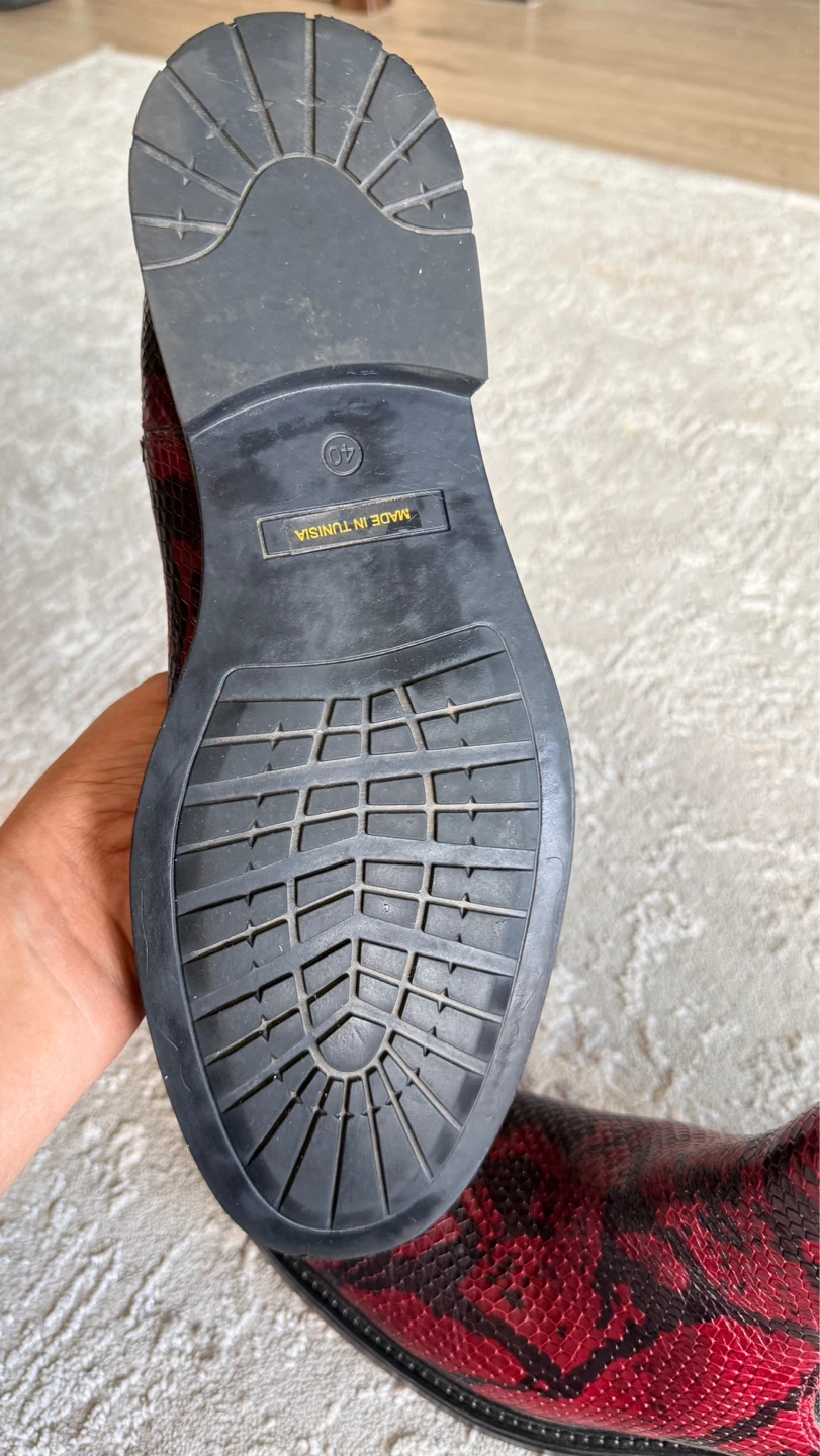 Red Snakeskin Chelsea Boots - Size 40 - photo 2