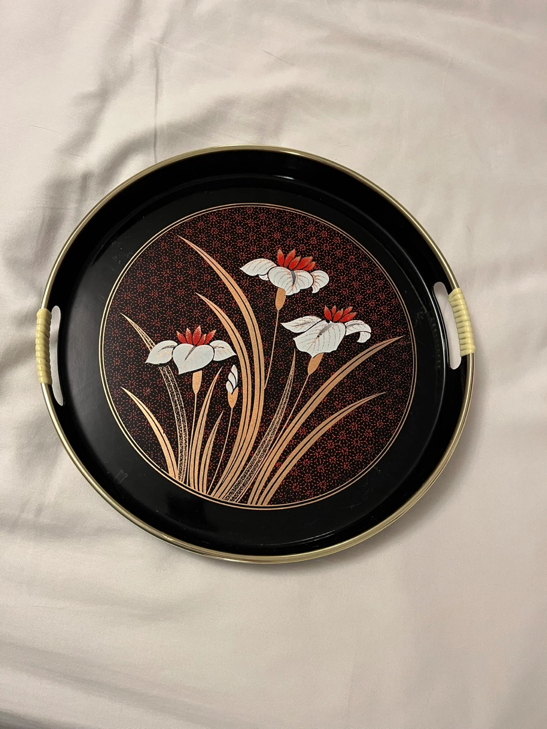 Vintage Decorative Tray with Floral Design