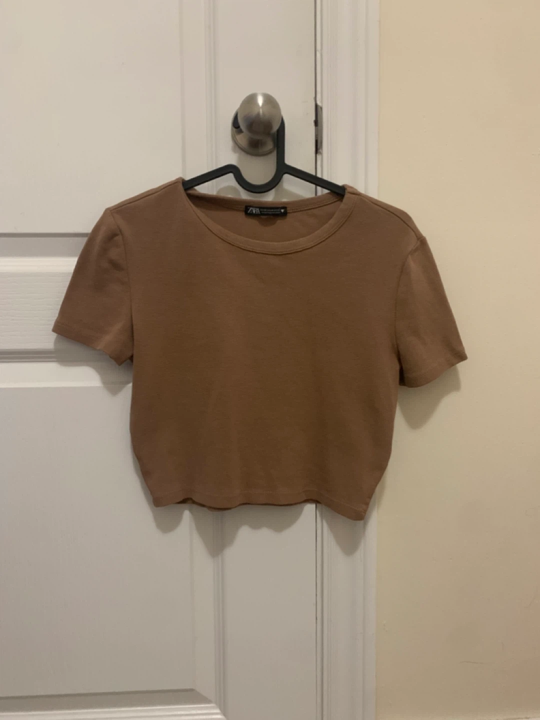 Zara Brown Cropped T-Shirt