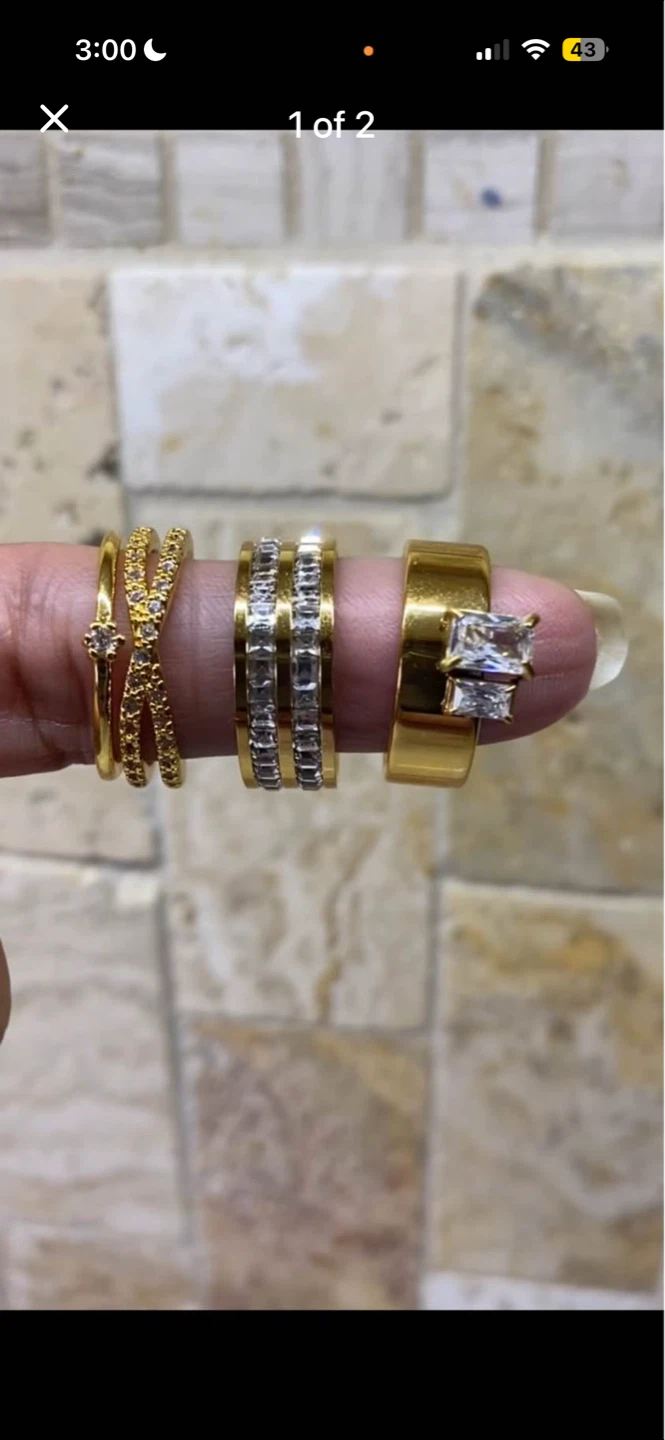 Gold-tone Rings and Hoop Earrings Set