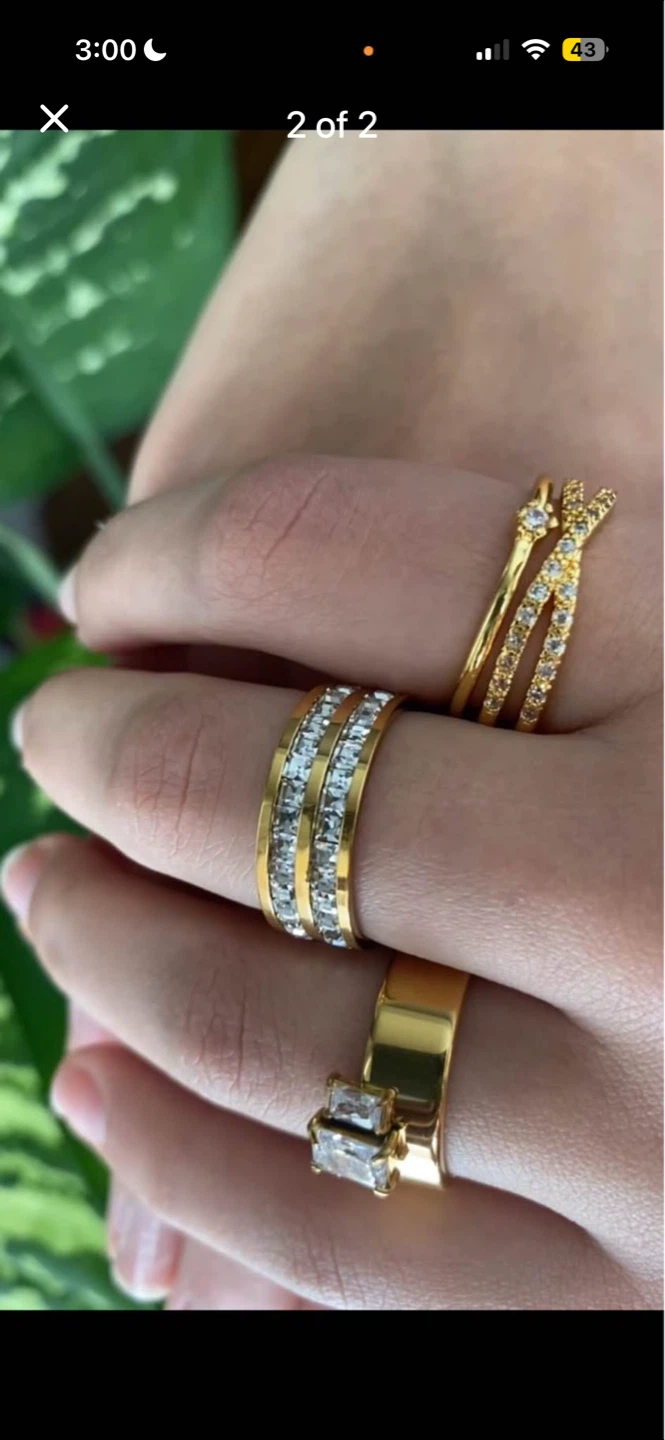 Gold-tone Rings and Hoop Earrings Set - photo 2