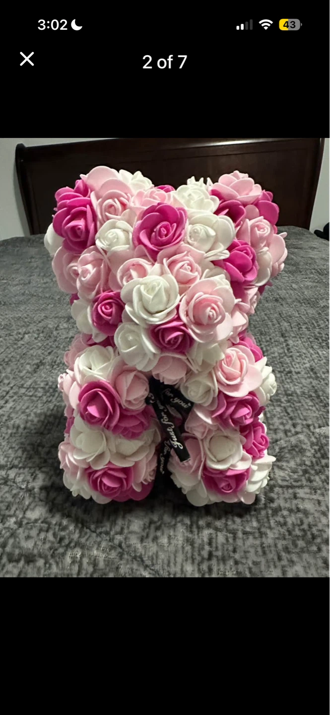 Pink, White, and Rose Flower Teddy Bear - photo 2